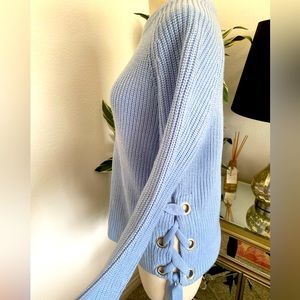 BAR III Baby Blue sweater with tie accent sides Size L